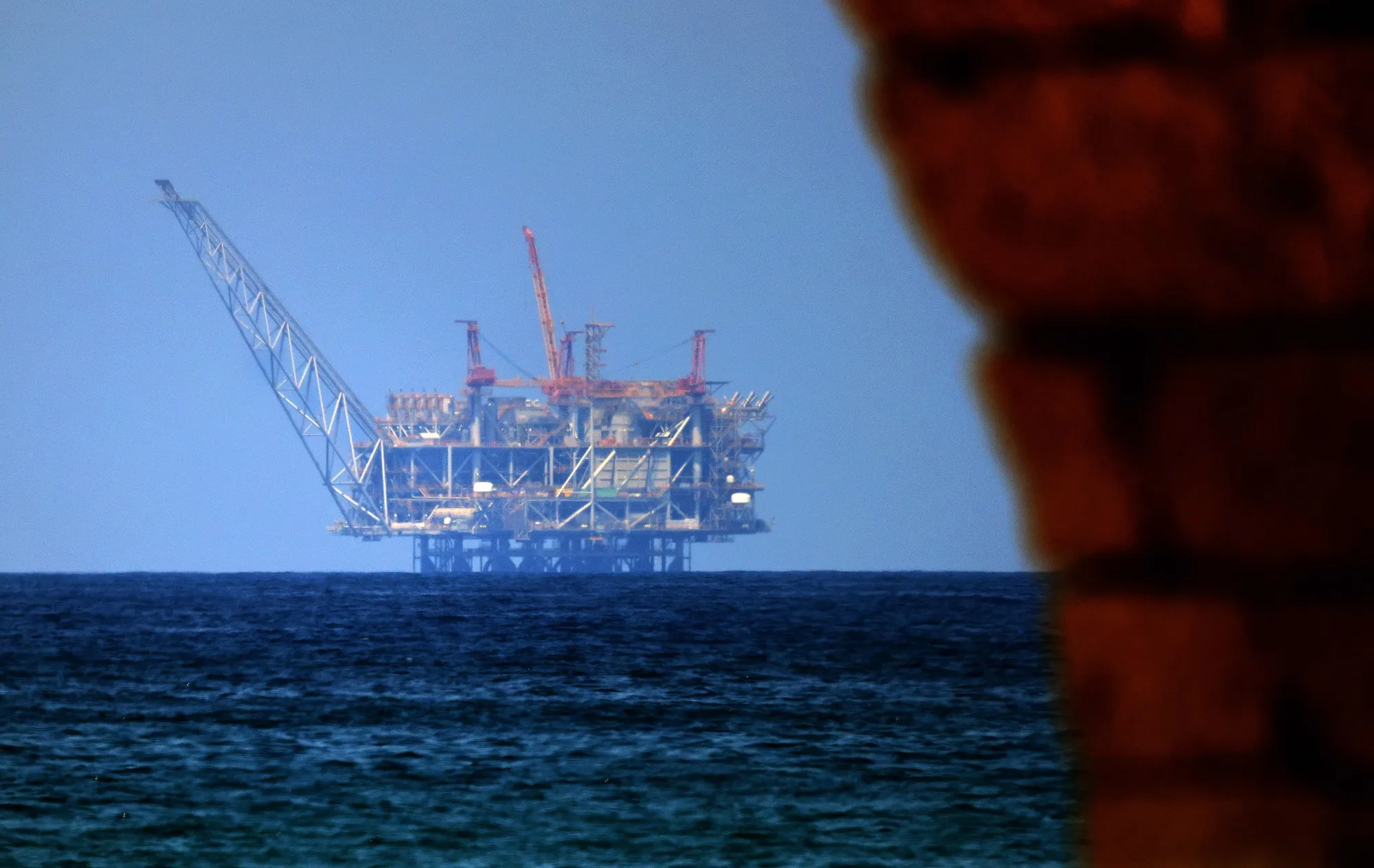 An oil platform in the Leviathan natural gas field in the Mediterranean Sea.