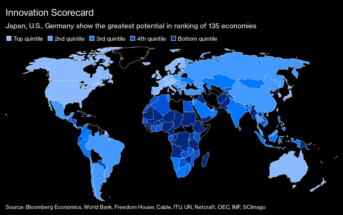 Who Innovates First? Ranking 135 Economies Around the World: Map ...