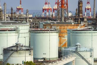 Oil Tanks in Japan After Iranian Assault on Israel 