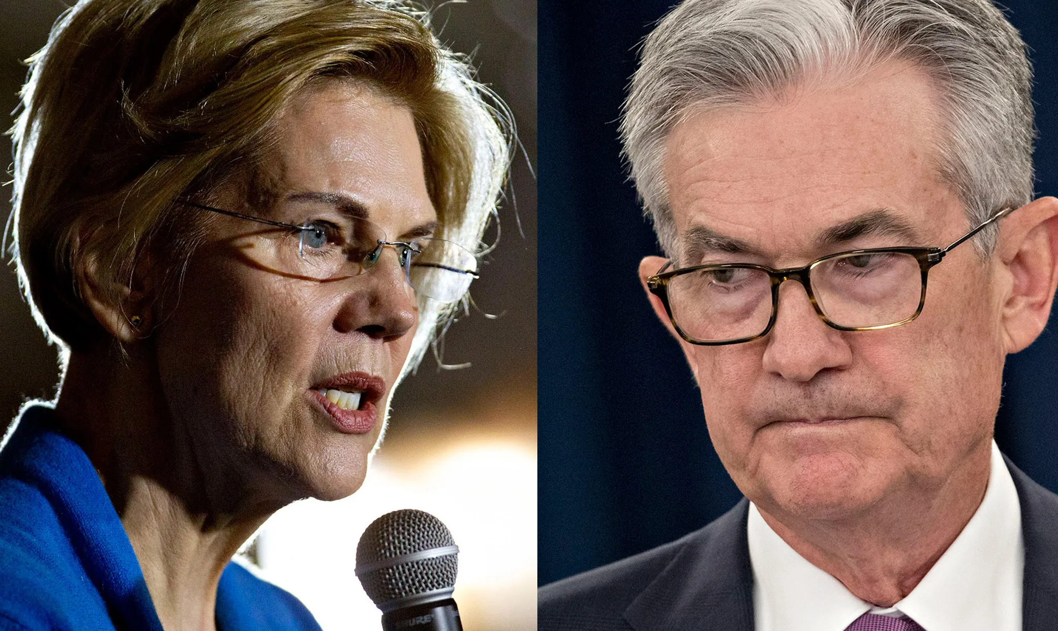 Elizabeth Warren and Jerome Powell