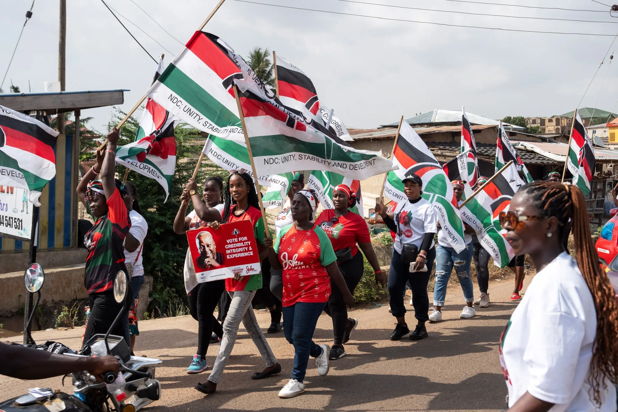 Supporters of Ghana’s&nbsp;National Democratic Congress party of John Dramani Mahama&nbsp;ahead of a rally in Accra&nbsp;on Dec. 5.