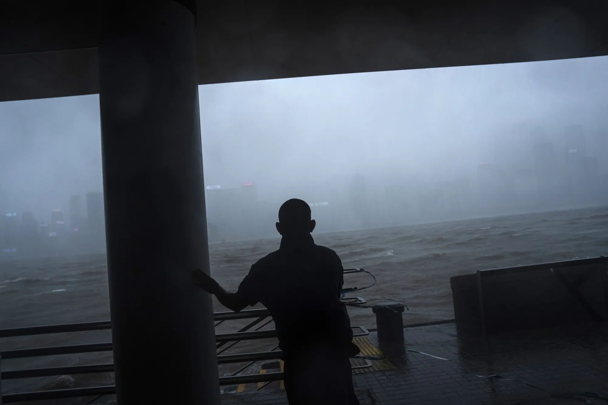 Victoria Harbour&nbsp;during Super Typhoon Ragasa in Hong Kong.