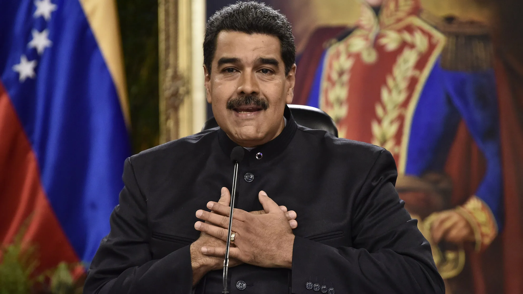 Nicolas Maduro, president of Venezuela, speaks during a press conference in Caracas on June 22, 2017.

