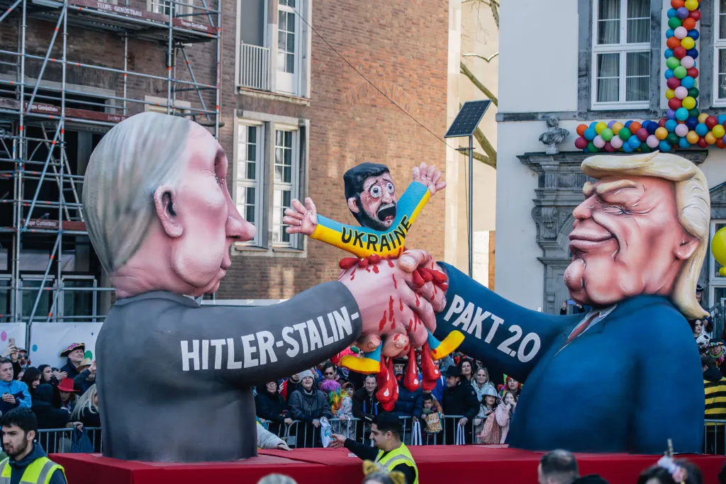 A carnival float during the annual Rose Monday parade during carnival on March 3, 2025 in Dusseldorf.
