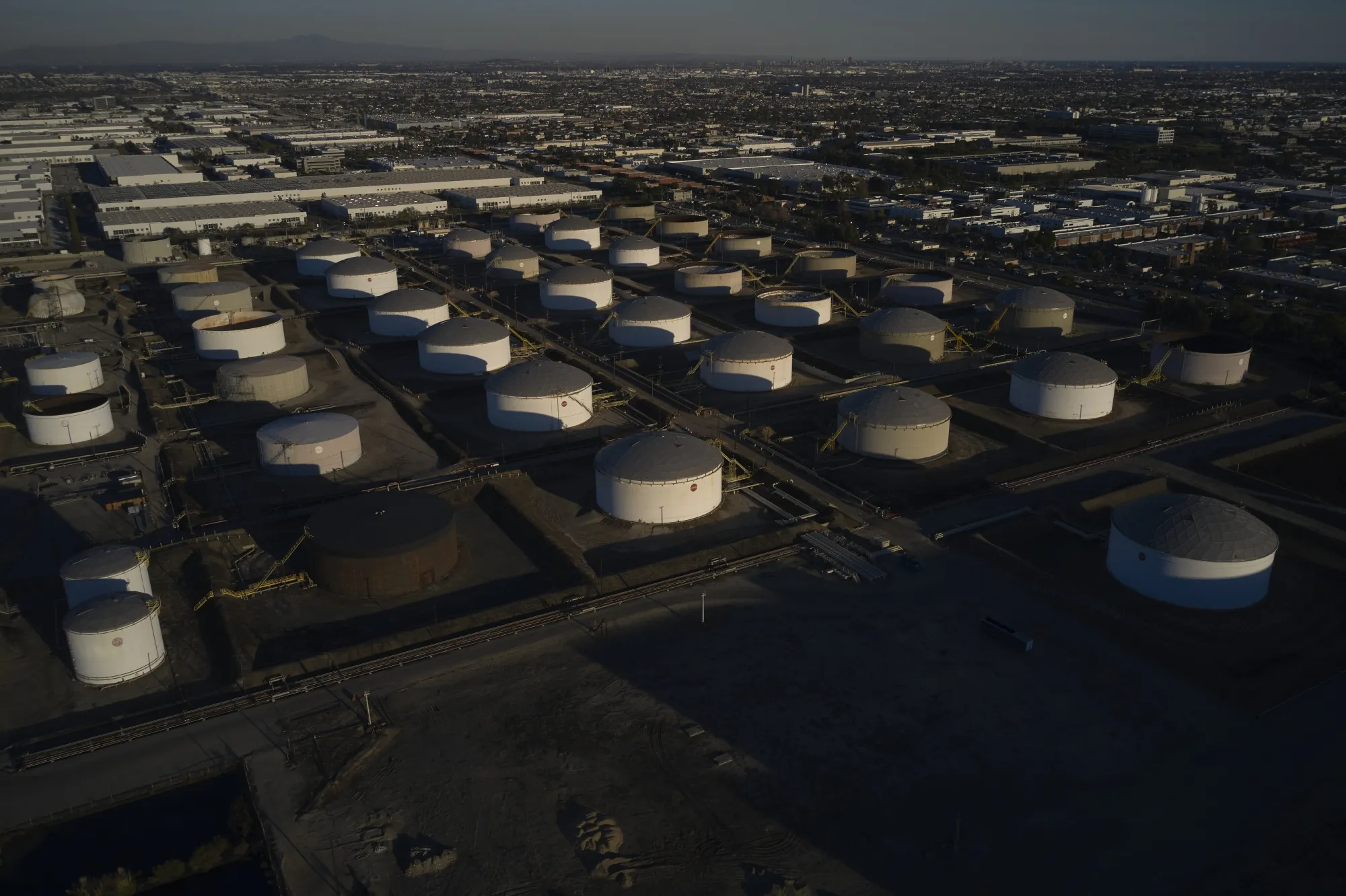 Storage tanks at a refinery&nbsp;in Torrance, California.