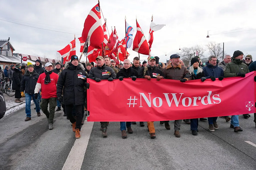 Danish Veterans gather for a "silent protest march"&nbsp;&nbsp;to the American embassy in Copenhagen on Jan.&nbsp;31.