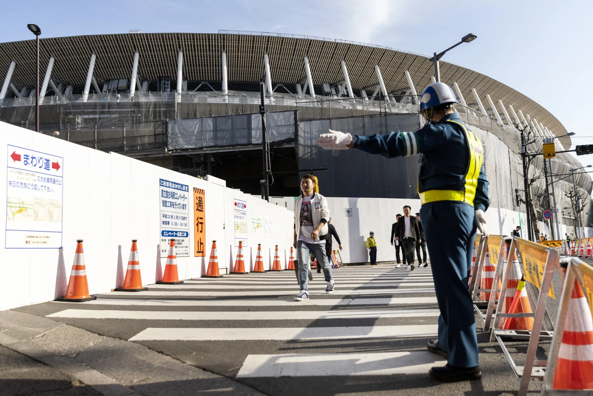 Construction of the New National Stadium, the main venue for the Tokyo 2020 Olympic and Paralympic Games, in Tokyo.