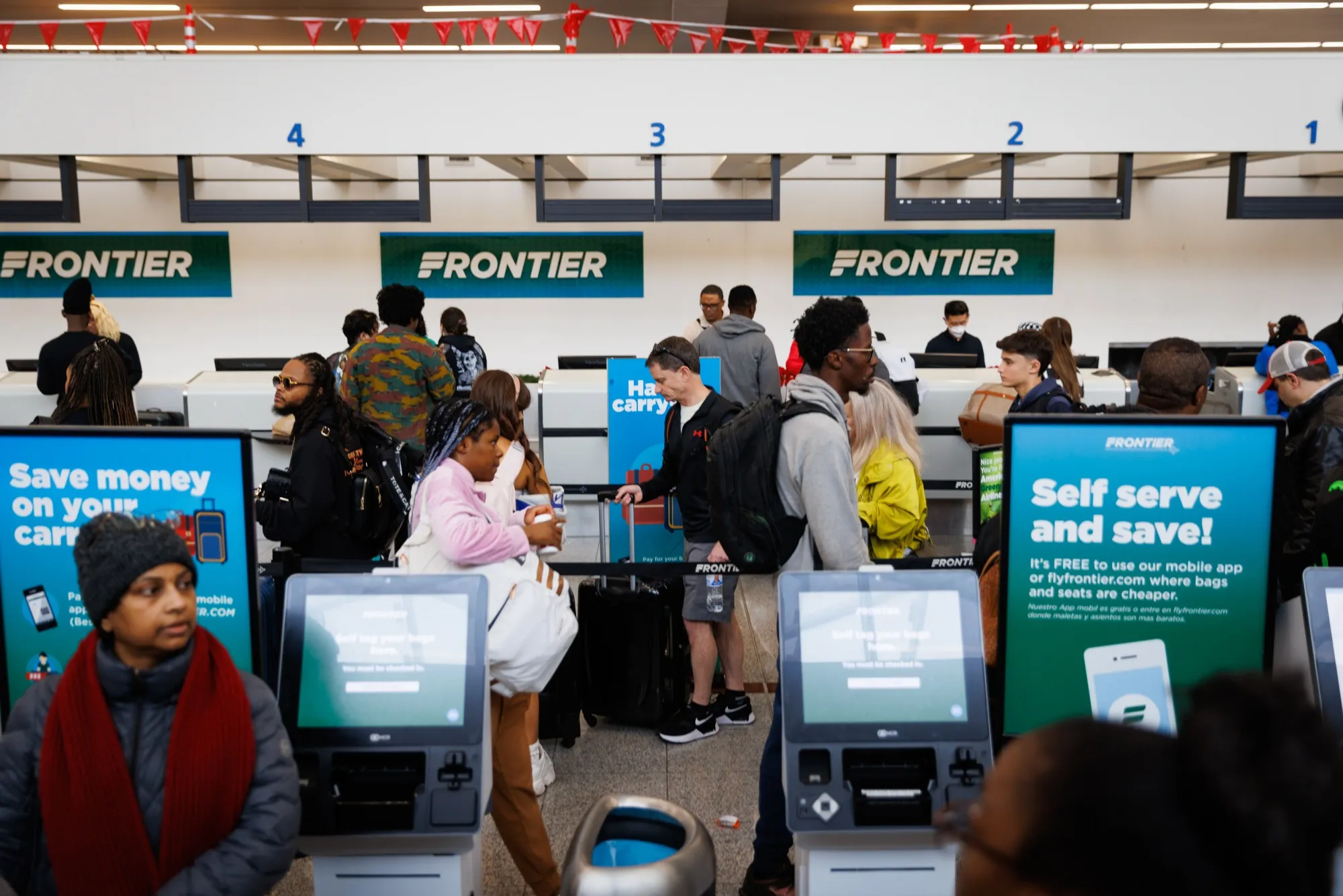 The Frontier Airlines check in at Hartsfield-Jackson Atlanta International Airport.