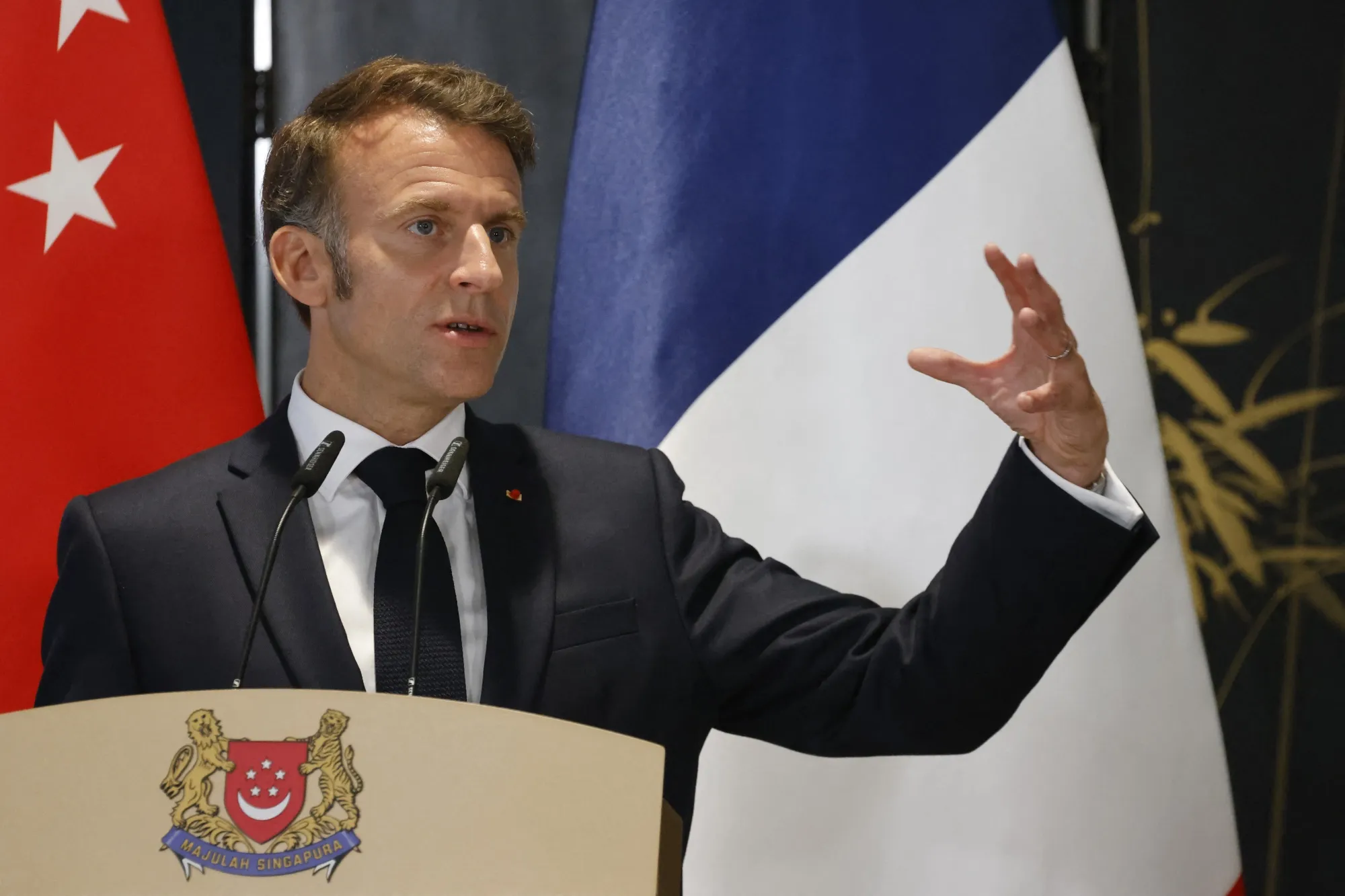 Emmanuel Macron in Singapore on May 30.