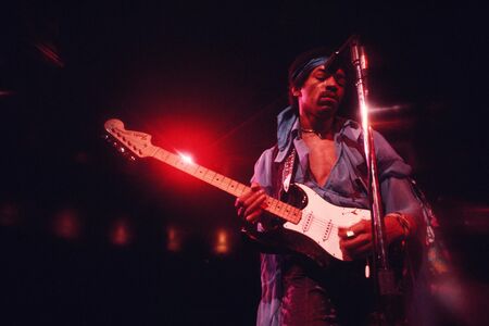 Jimi Hendrix performs at the Felt Forum on Jan. 28, 1970, in New York.