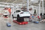 Tesla Model X SUV Assembly Inside A Tesla Motors Inc. Factory