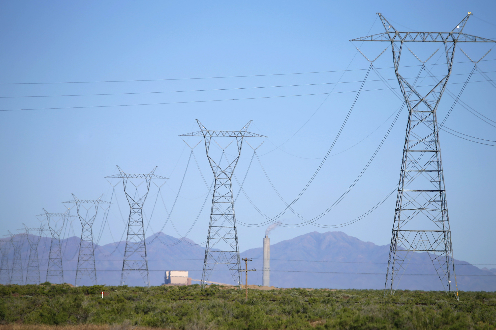 Large power. USA Power line big span.