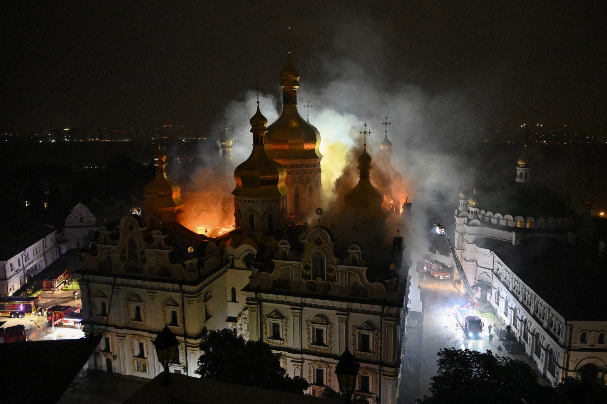 The Dormition Cathedral in Kyiv following a Russian missile strike in June.