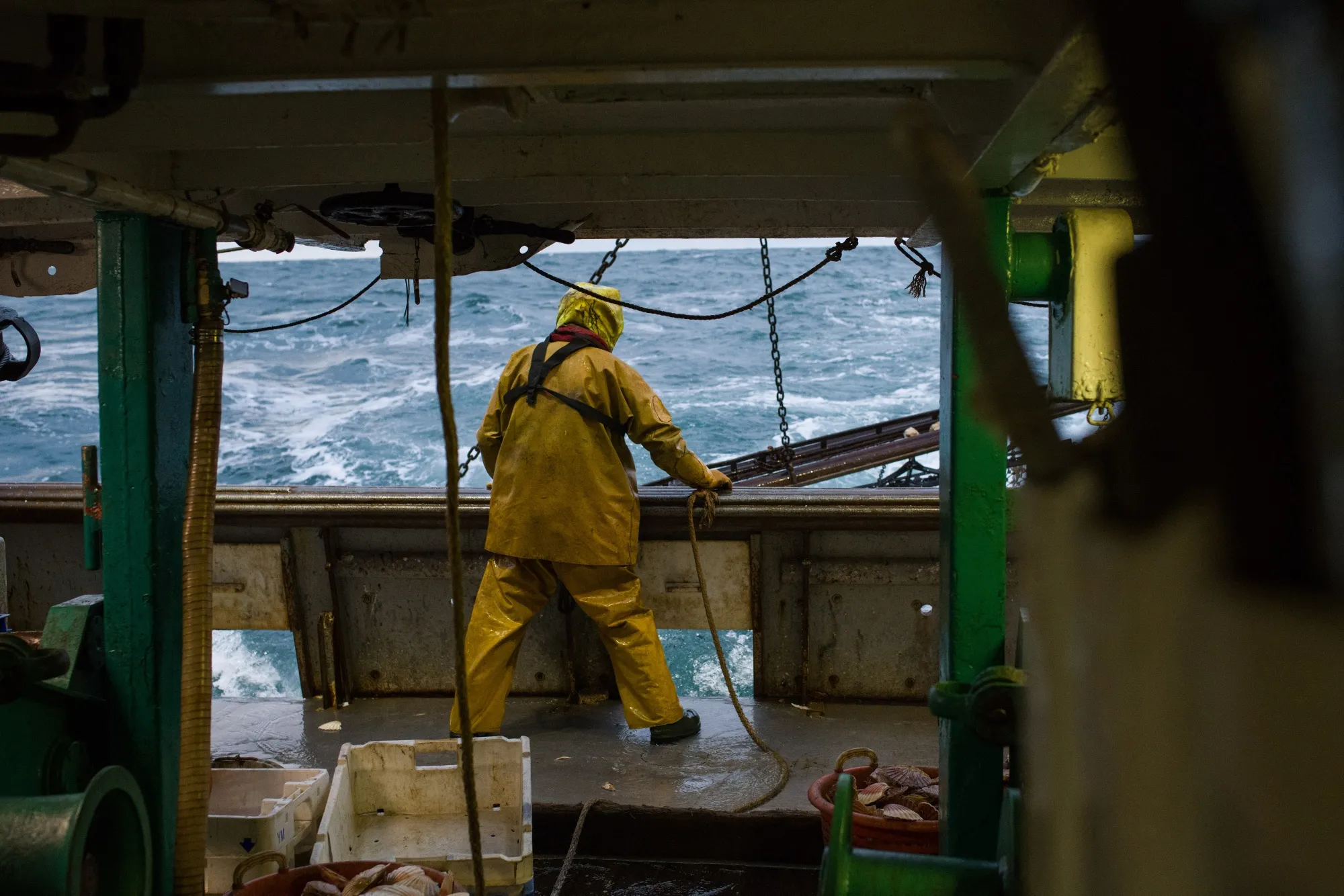 A fisherman aboard a&nbsp;trawler near Dieppe, France.
