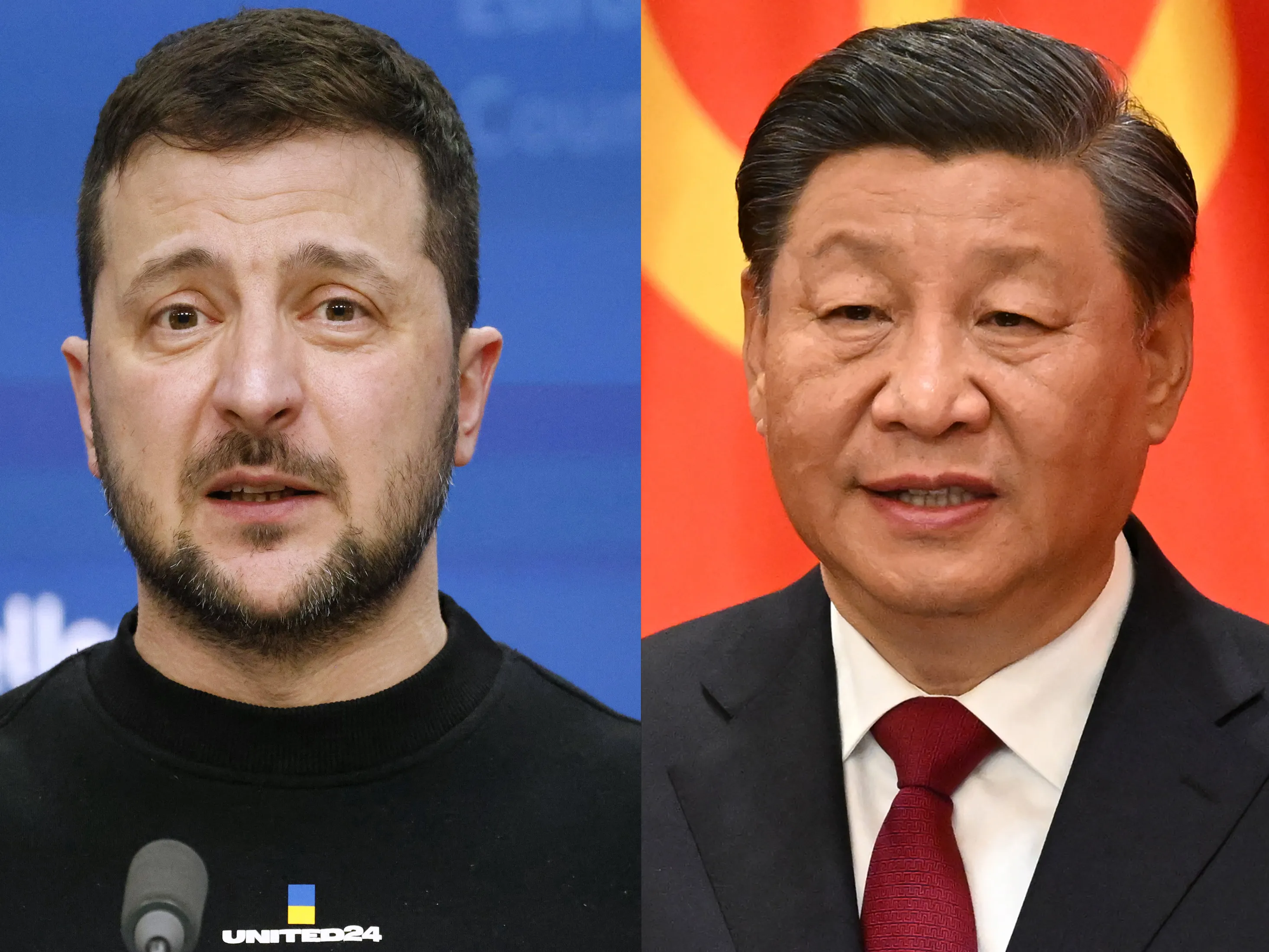 Volodymyr Zelenskiy and&nbsp;Xi Jinping.