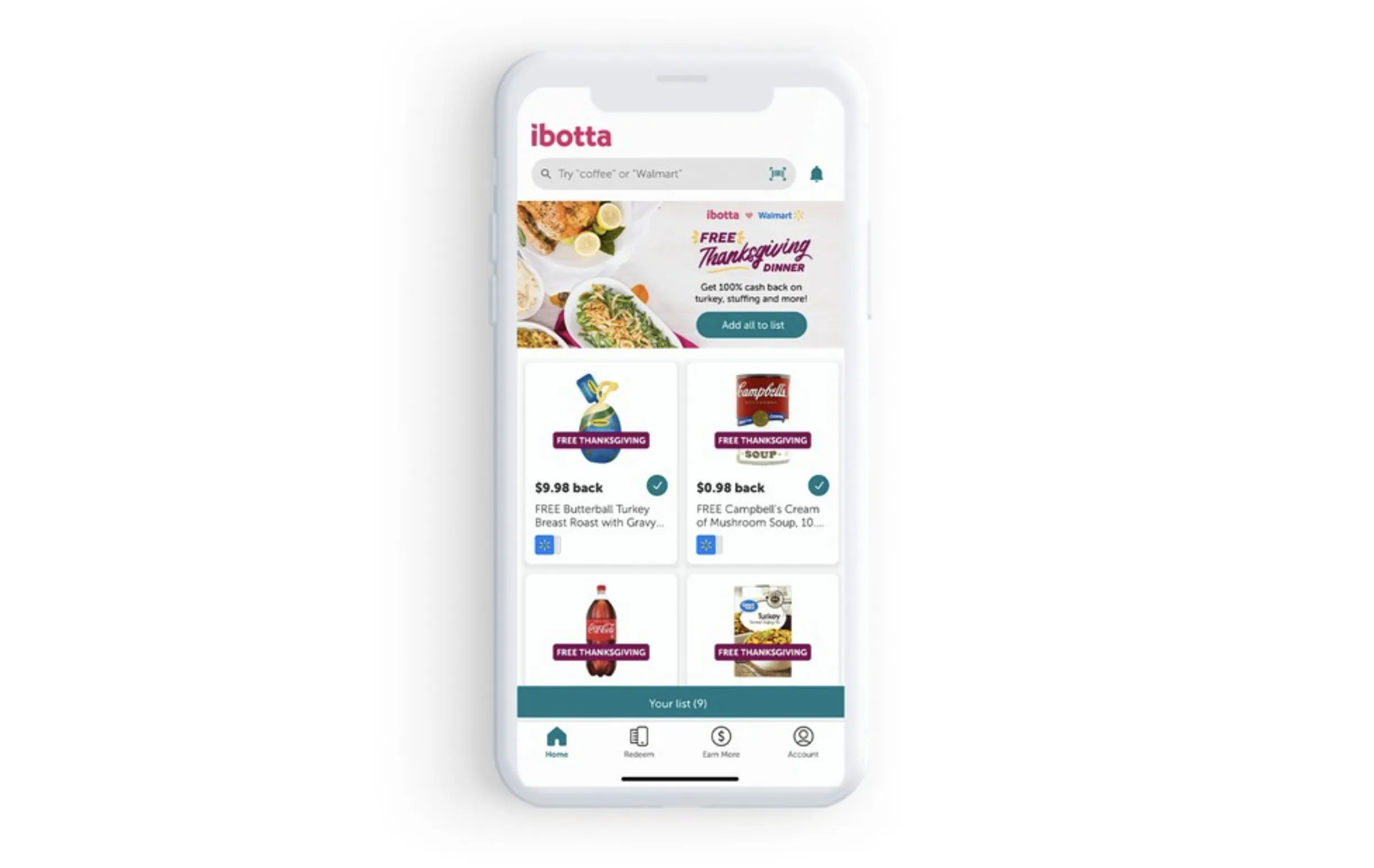 The&nbsp;Ibotta app.