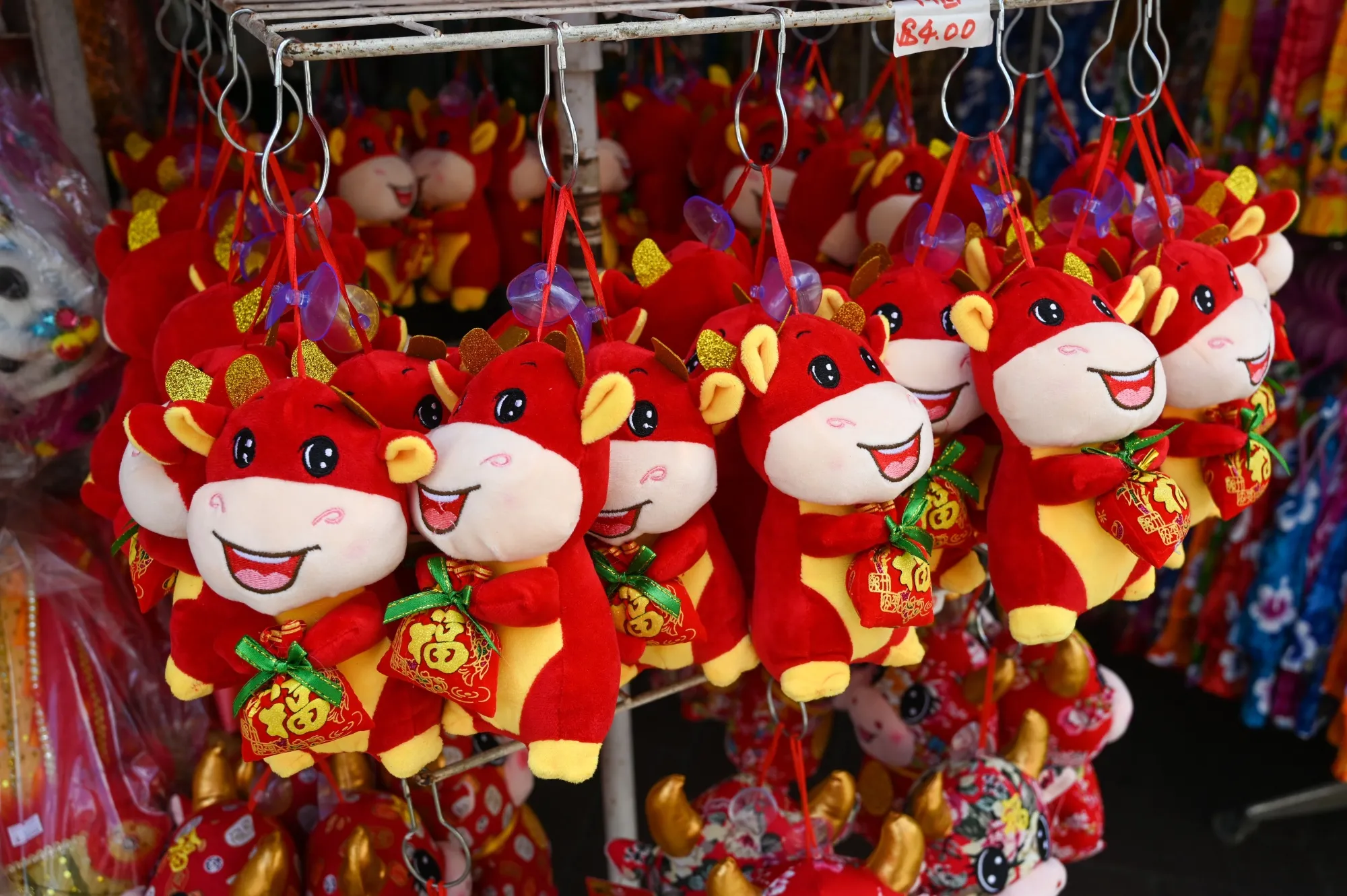 Ox stuffed toys for Lunar New Year in&nbsp;a shop in Chinatown, Singapore on Jan. 5