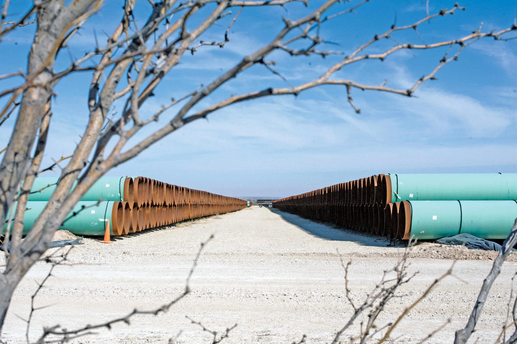 Pipes at Energy Transfer Partners’ storage yard in Ft. Stockton, Texas.
