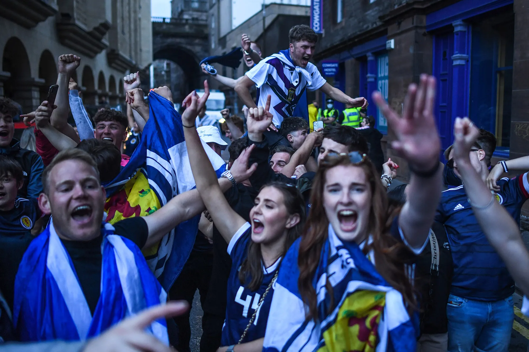 Scotland fans&nbsp;celebrating after drawing with England&nbsp;in Edinburgh, June 17.