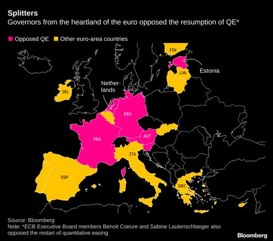 Lagarde Inherits ECB Tinged by Bitterness of Draghi Stimulus