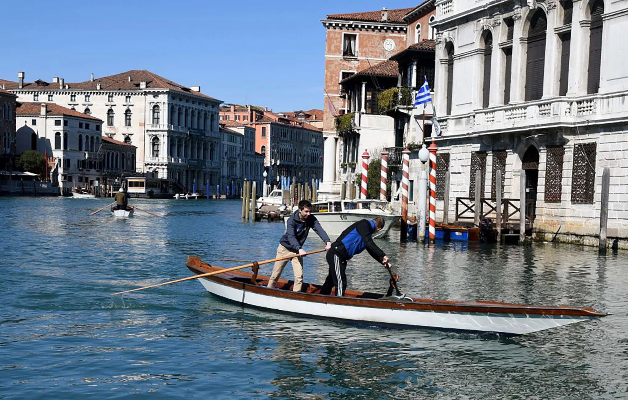 A gondola is seen on the Grand Canal in Venice on March 8.
