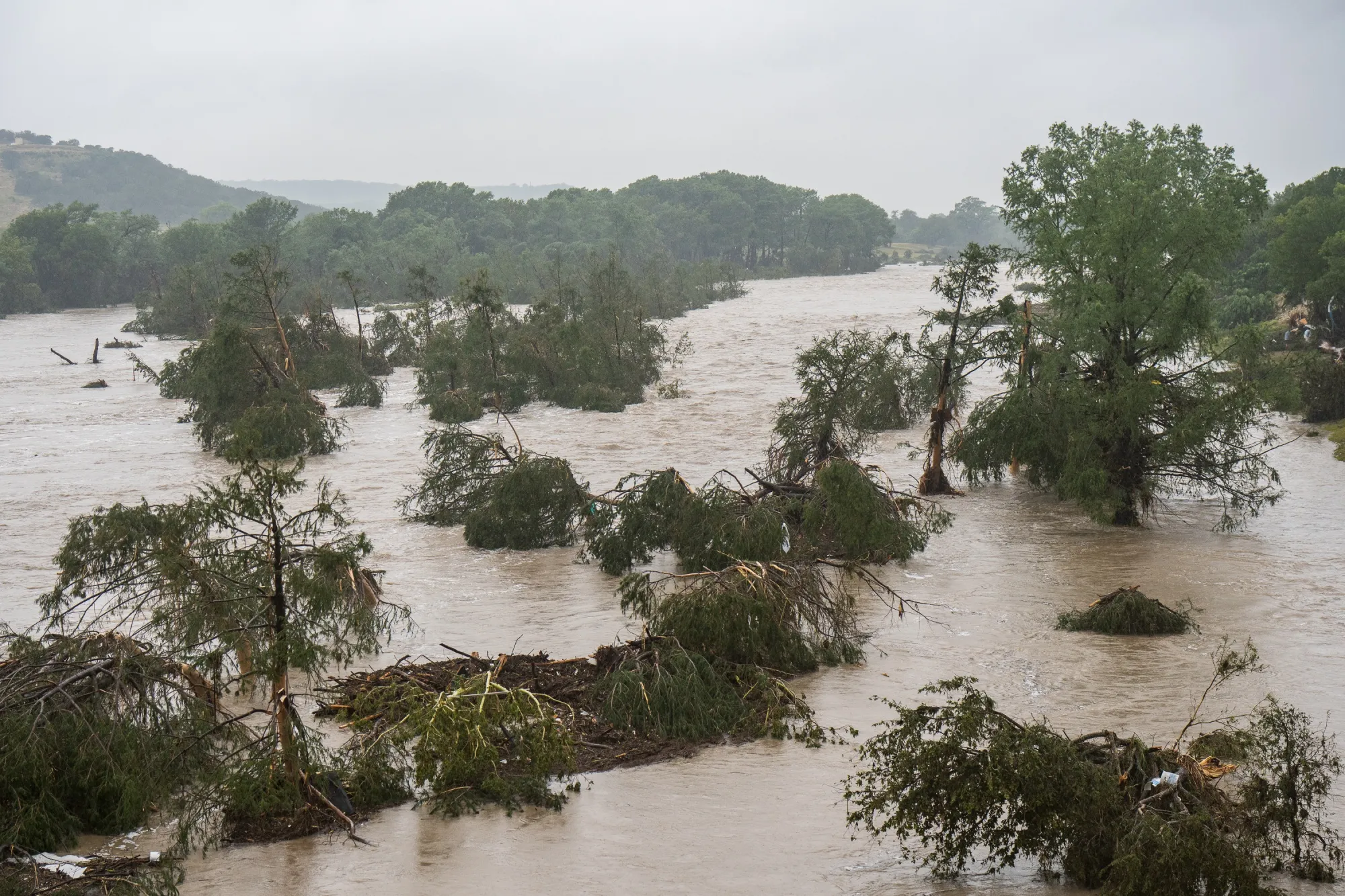Floodwaters along the Guadalupe River  in Kerrville, Texas, on July 4.