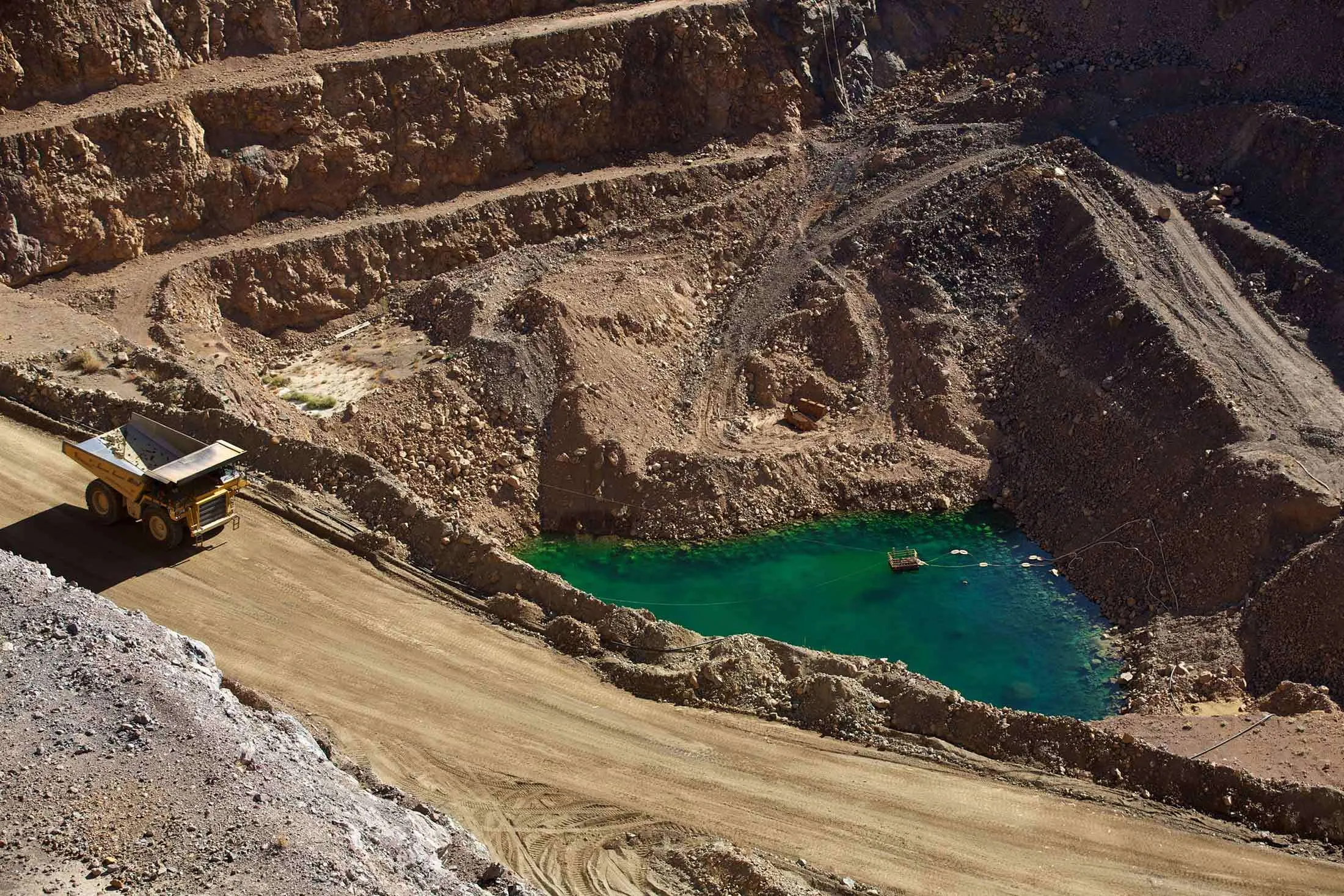 An open pit at the Mountain Pass Mine.