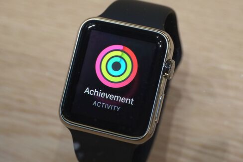 Fitness tracking encourages wearers to close the nested circles of their fitness goals.