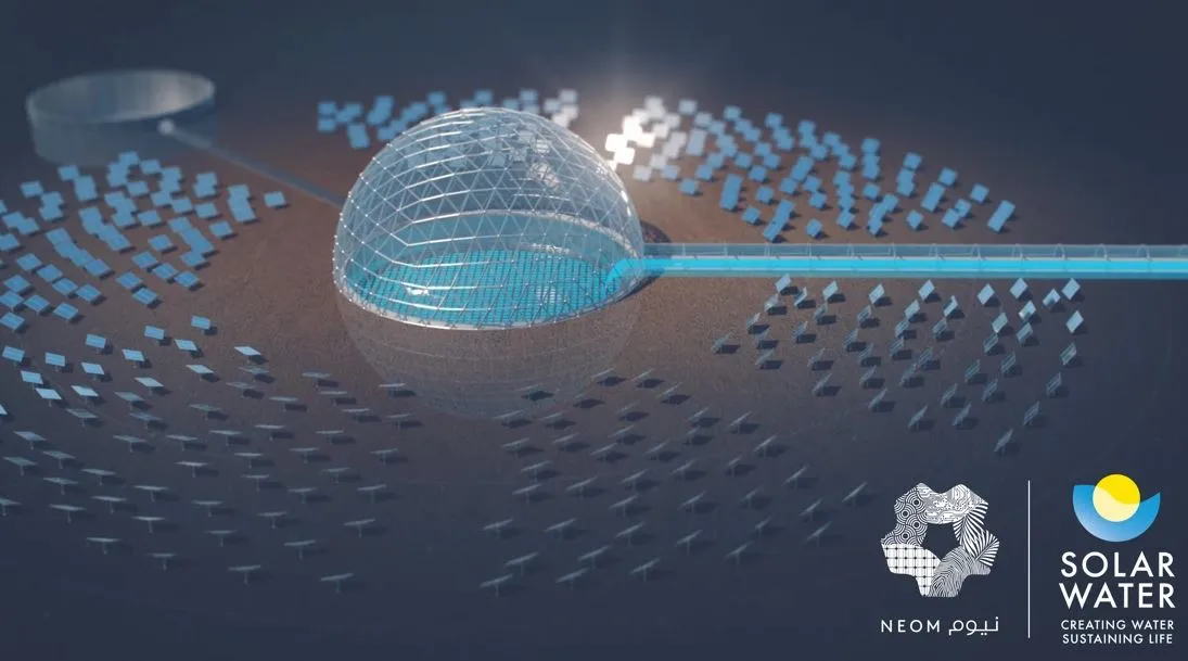Rendering of a “solar dome” desalination plant in NEOM.