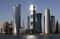 DOHA, QATAR - DECEMBER 30: New high-rise office buildings and hotels, some of them still under construction, stand in the West Bay and Oneiza district near City Center mall and build the skyline at the opposite of the promenade at the Al Corniche road on December 30, 2010 in Doha, Qatar. The International Monetary Fund (IMF) recently reiterated its projection for the Qatari economy with predictions of double digit growth for 2010 and 2011. Though natural gas and petroleum production are still the biggest two single sources of income, the non-energy sector overtook oil and gas in Qatari GDP for 2009. The FIFA world cup 2022 will takes place in Qatar. (Photo by Nadine Rupp/Getty Images)