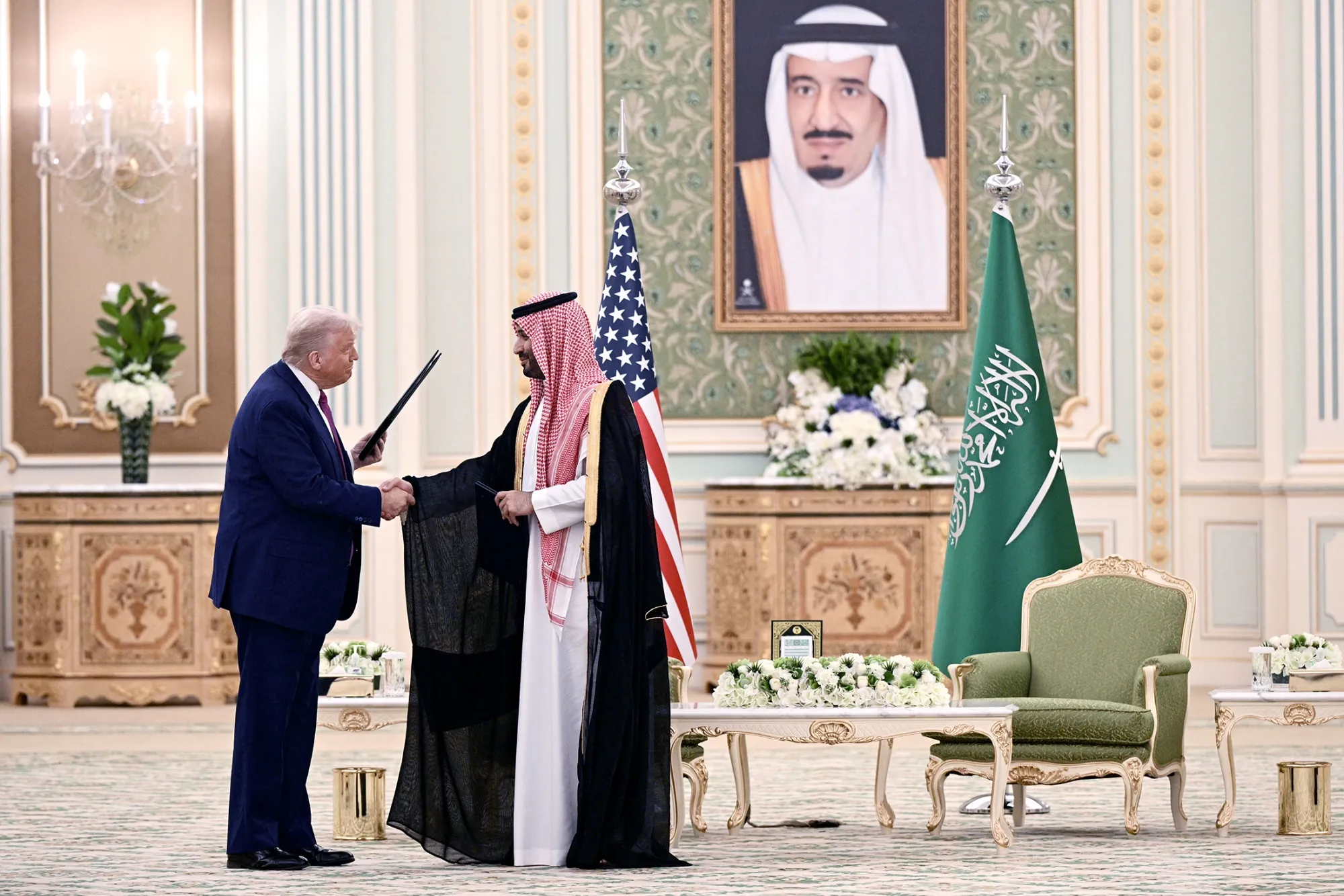 US President Donald Trump and Saudi Arabia’s Crown Prince Mohammed bin Salman during a bilateral meeting in Riyadh, on May 13.