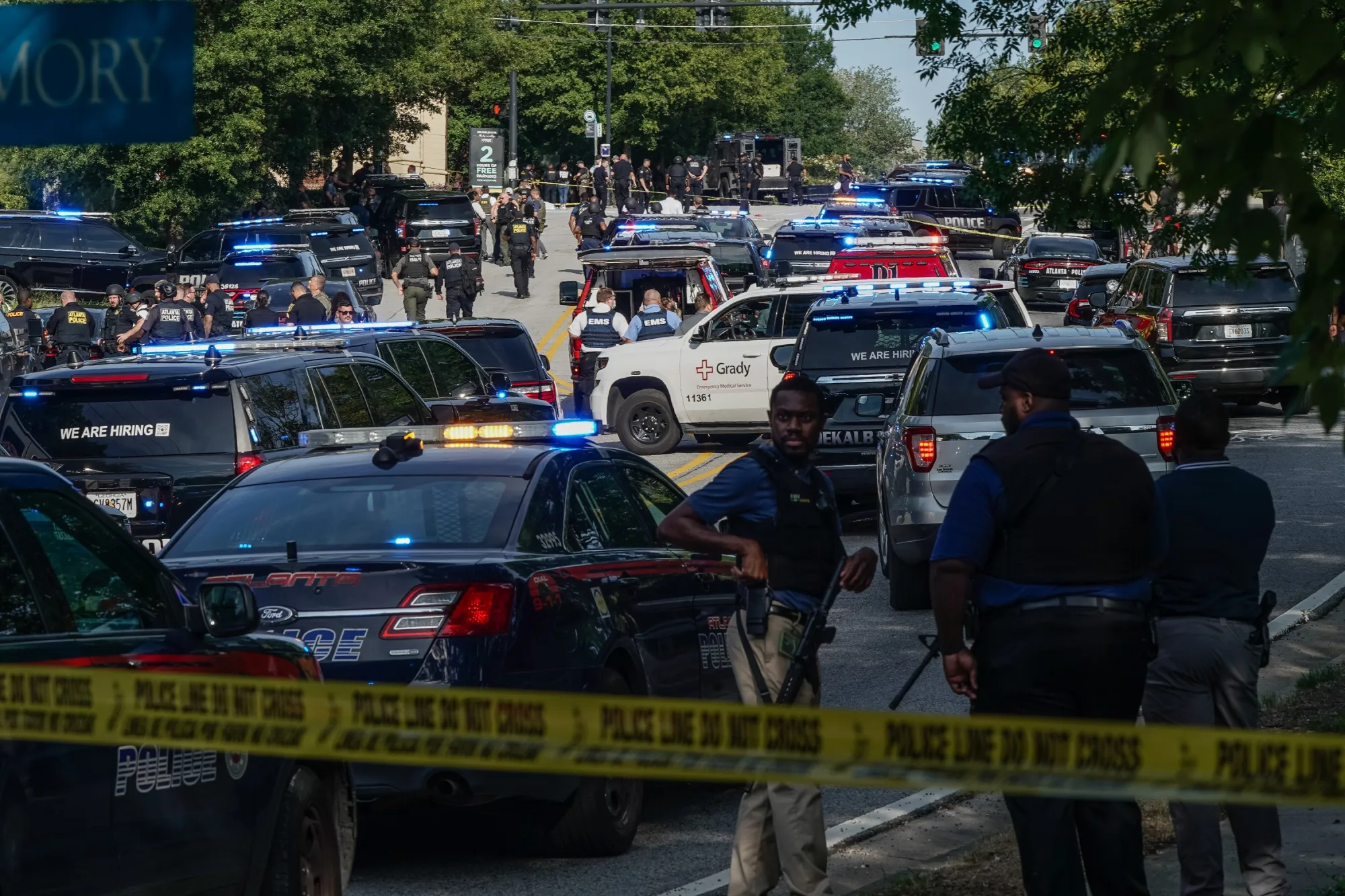 Law enforcement near the Centers For Disease Control (CDC) Global Headquarters in Atlanta, Georgia, on Aug. 8.