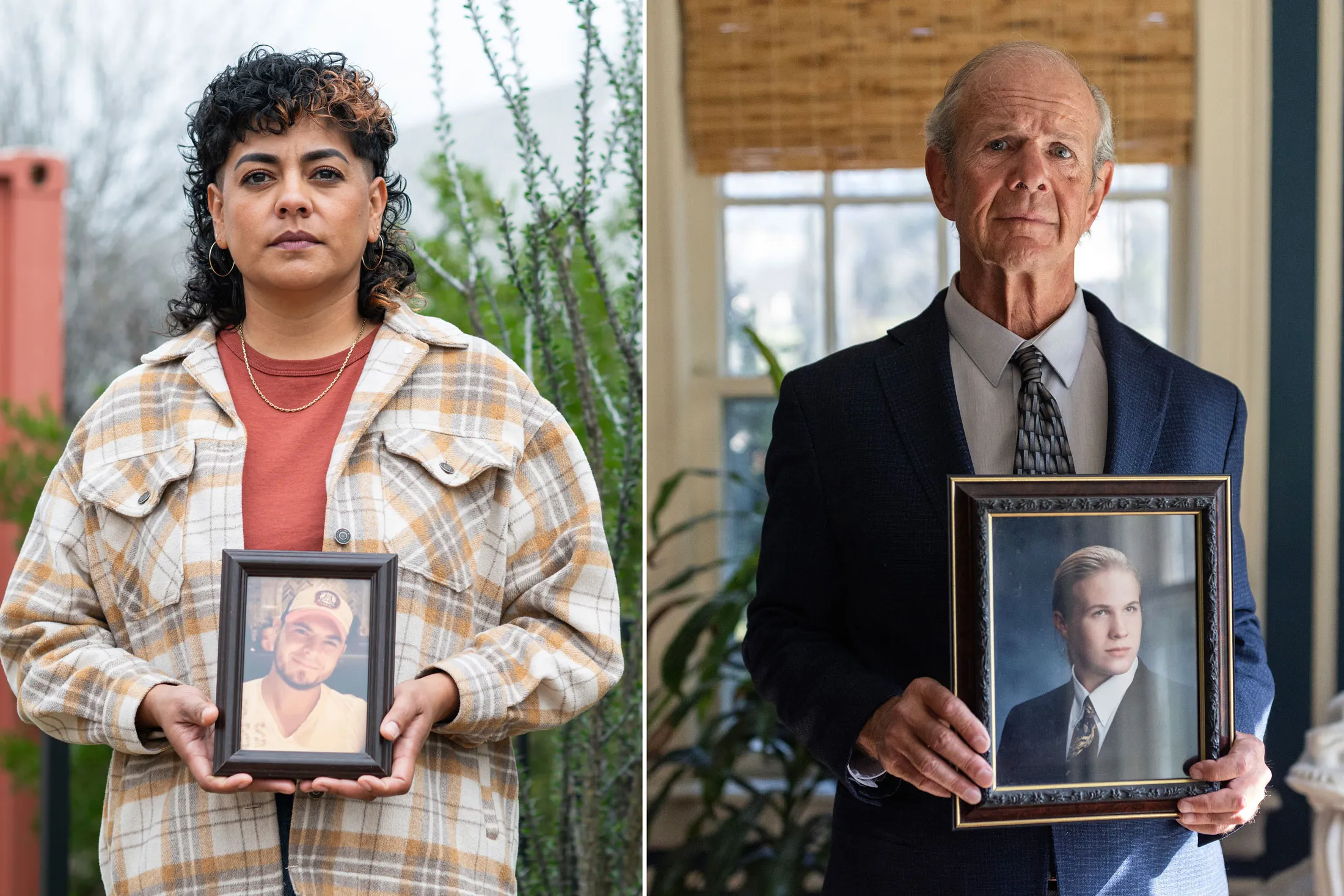 Lane Santa Cruz lost her brother Jorge to a fentanyl overdose in 2016. Right: Jim Rauh lost his son Thomas to a fentanyl overdose in 2015.