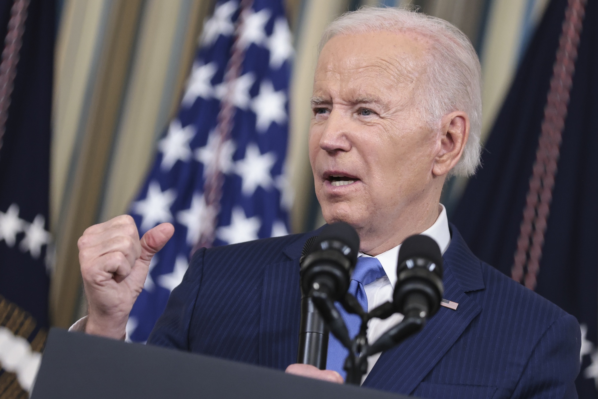 US President Joe Biden speaks during a news conference after this week’s elections