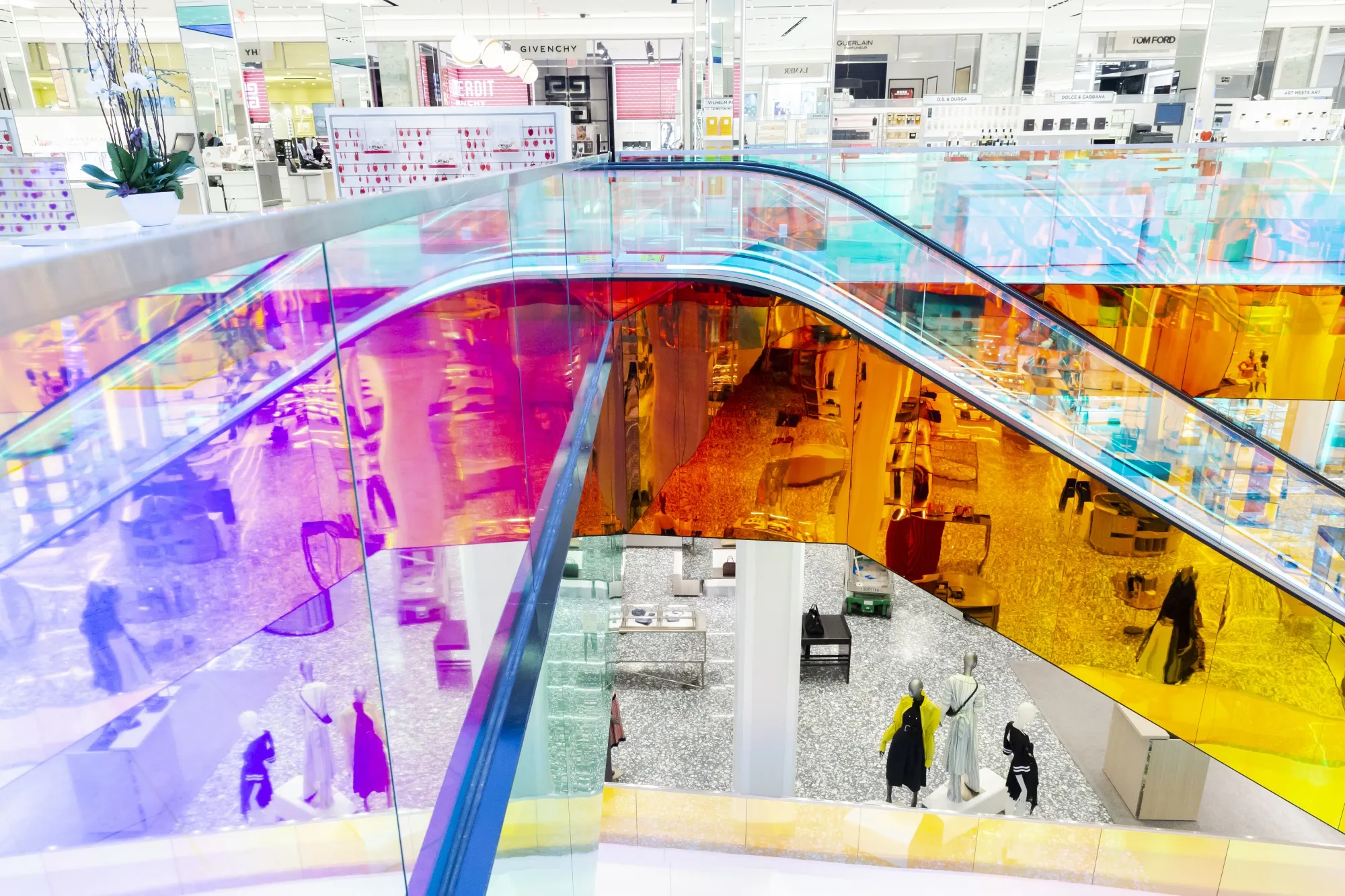 An escalator designed by Architect Rem Koolhaas is seen as part of the newly renovated Saks Fifth Avenue Inc. flagship store in New York.