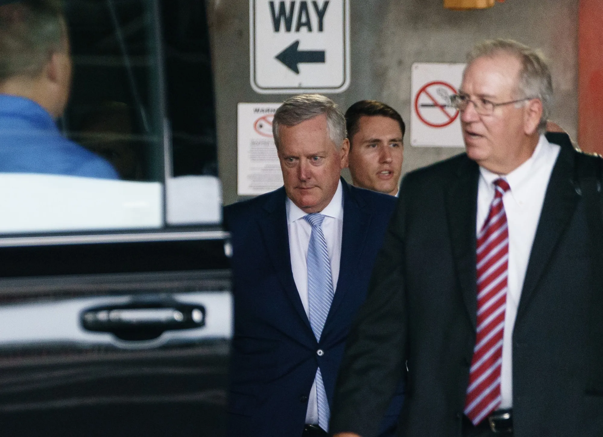 Mark Meadows exits the Richard B. Russell Federal Building in Atlanta, Georgia,&nbsp;on&nbsp;Aug. 28.