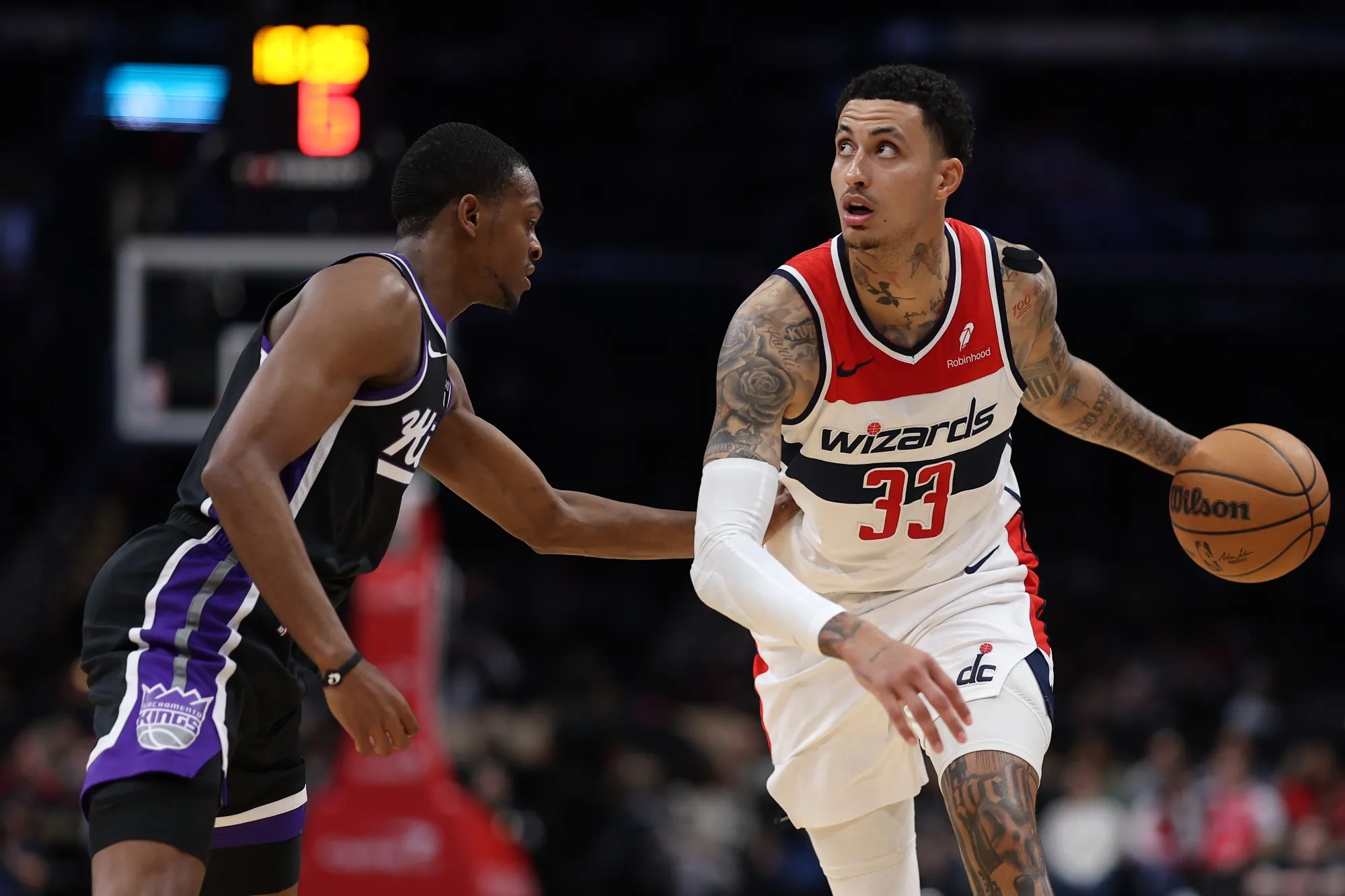 Kyle Kuzma of the Washington Wizards&nbsp;during the first half at Capital One Arena in Washington on March 21.