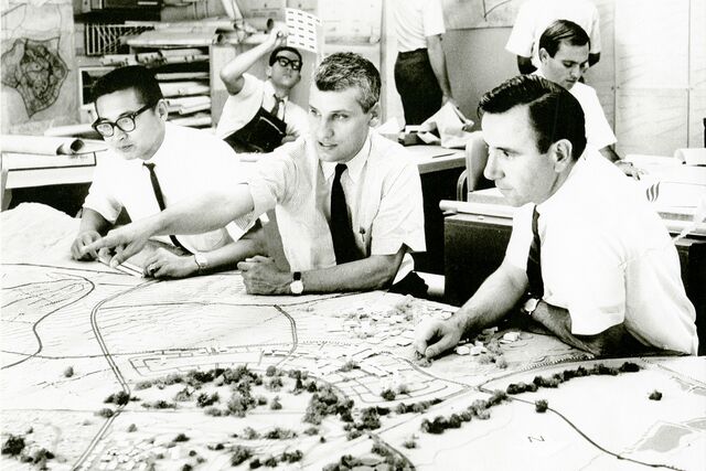 Archival photo from the 1960s of Raymond Watson at Irvine Ranch headquarters