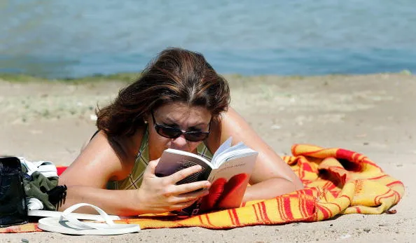 Books and sand.