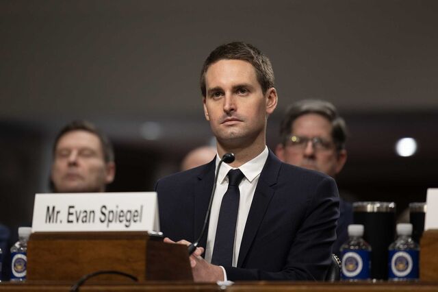 Evan Spiegel at a Senate hearing in January 2024.