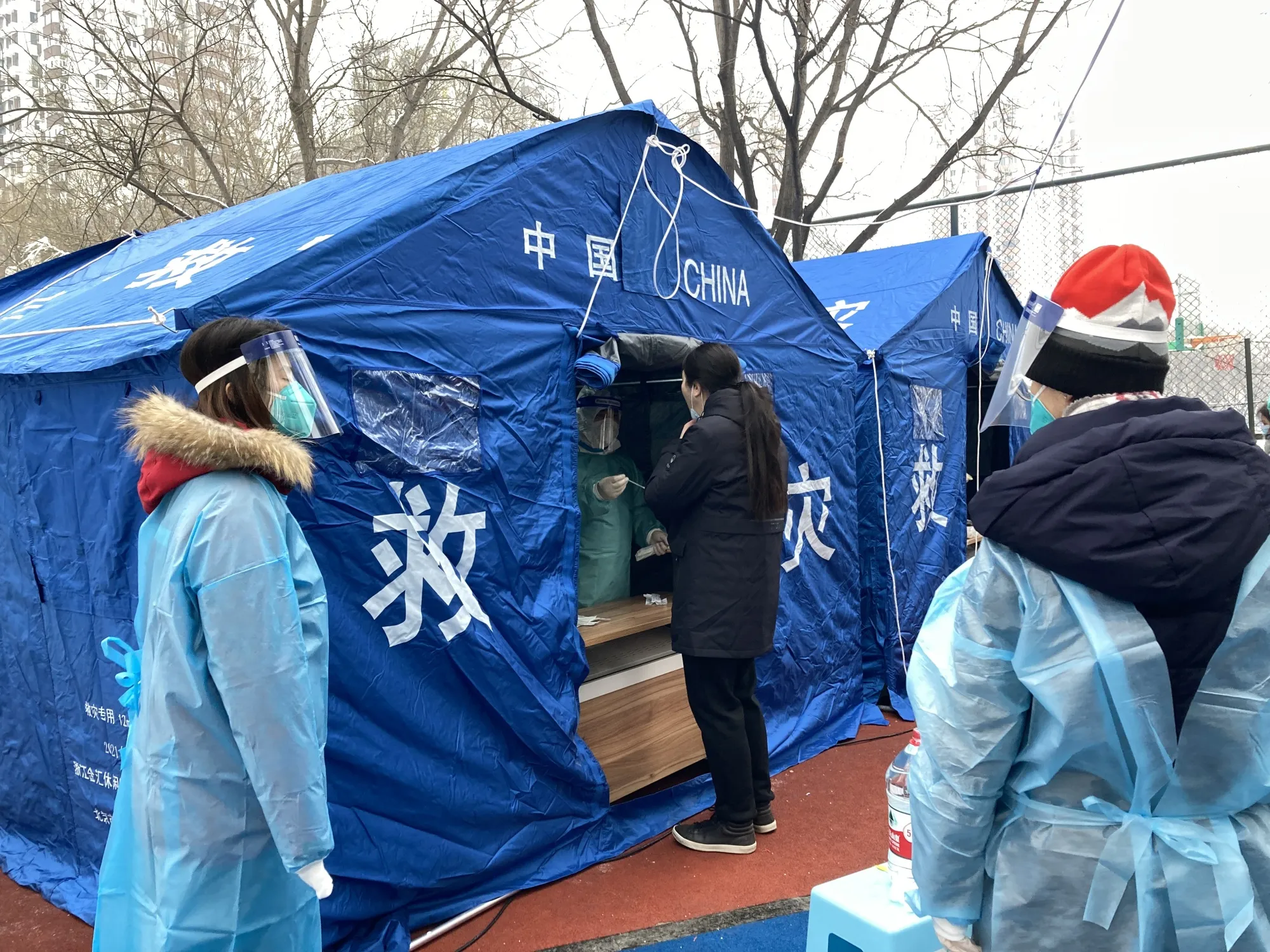 Covid-19 testing in the Fengtai District in Beijing on Jan. 23.