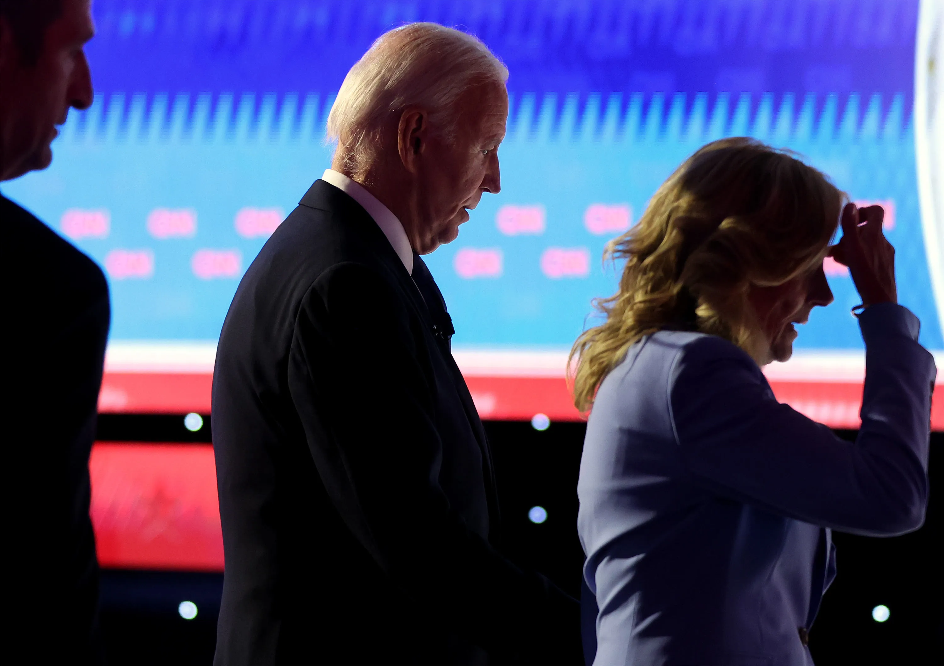 Joe Biden walks off stage&nbsp;following the debate&nbsp;in Atlanta on June 27.&nbsp;