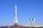 The Shenzhou-14 spacecraft and a Long March-2F carrier rocket in Jiuquan Satellite Launch Center in China on May 29.