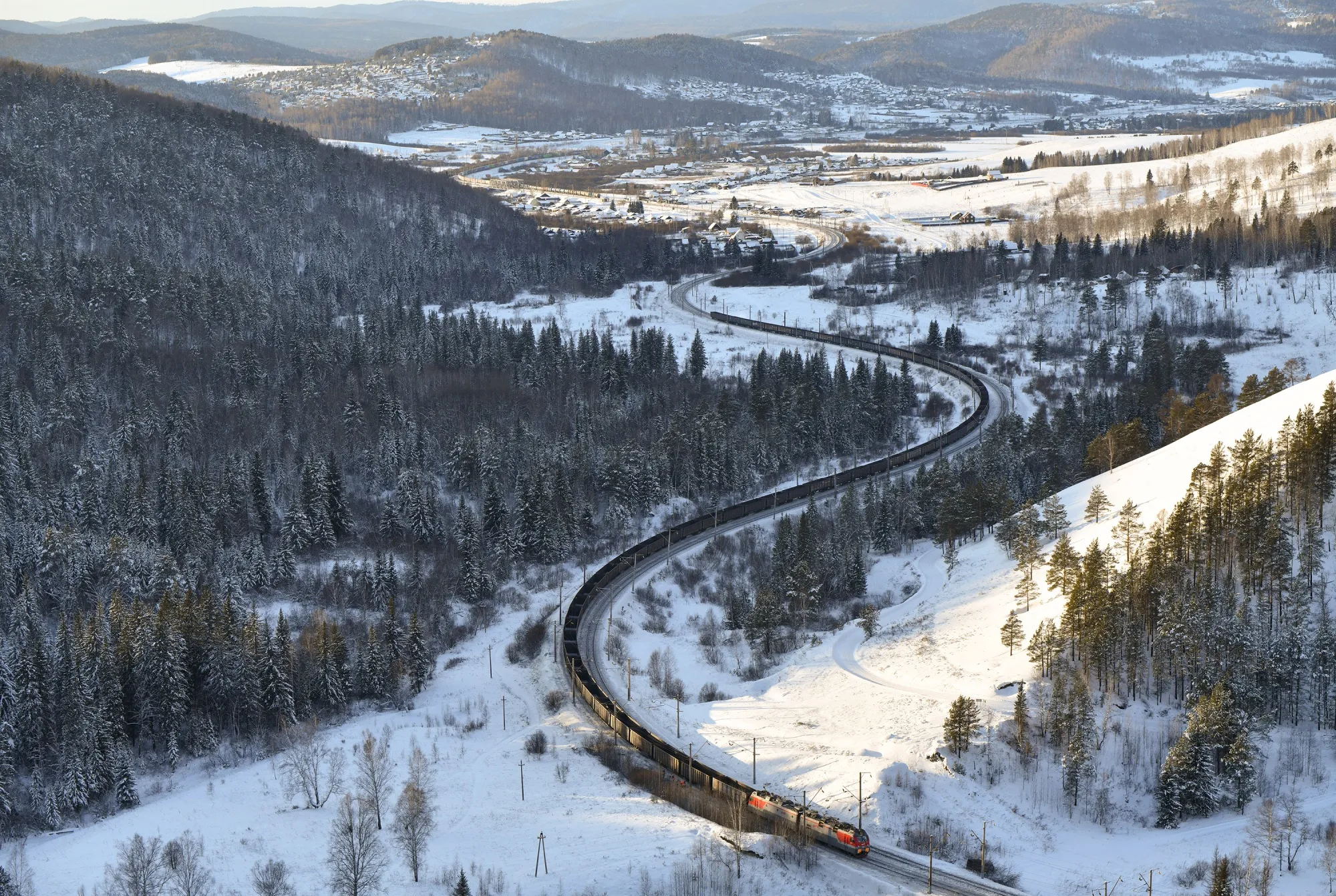 The Trans-Siberian Railway in Krasnoyarsk, Russia.