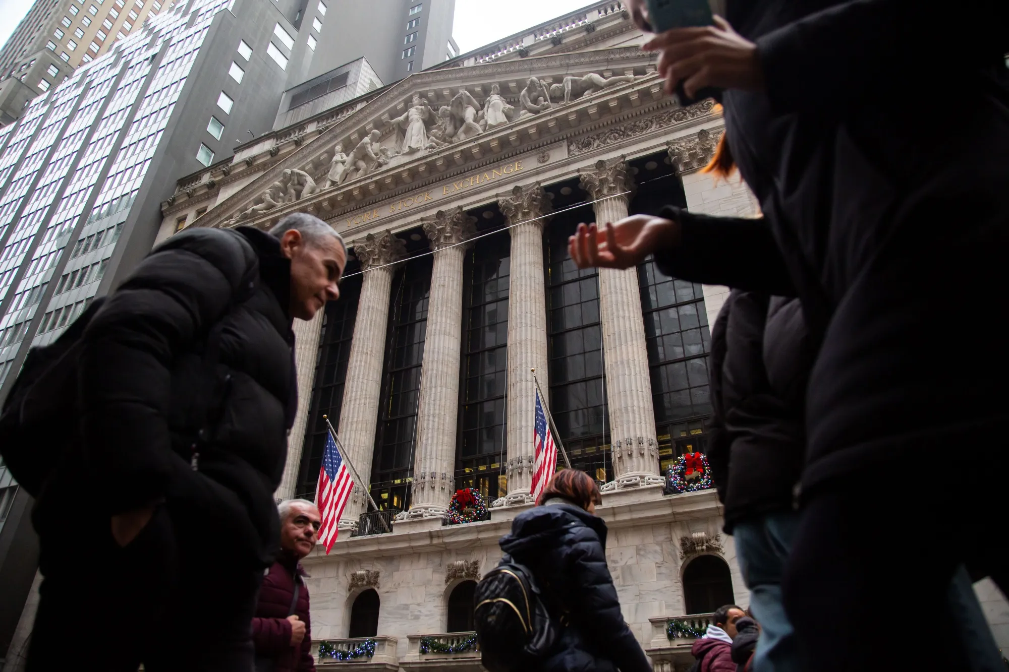 Outside the New York Stock Exchange on the first day of trading in 2023.