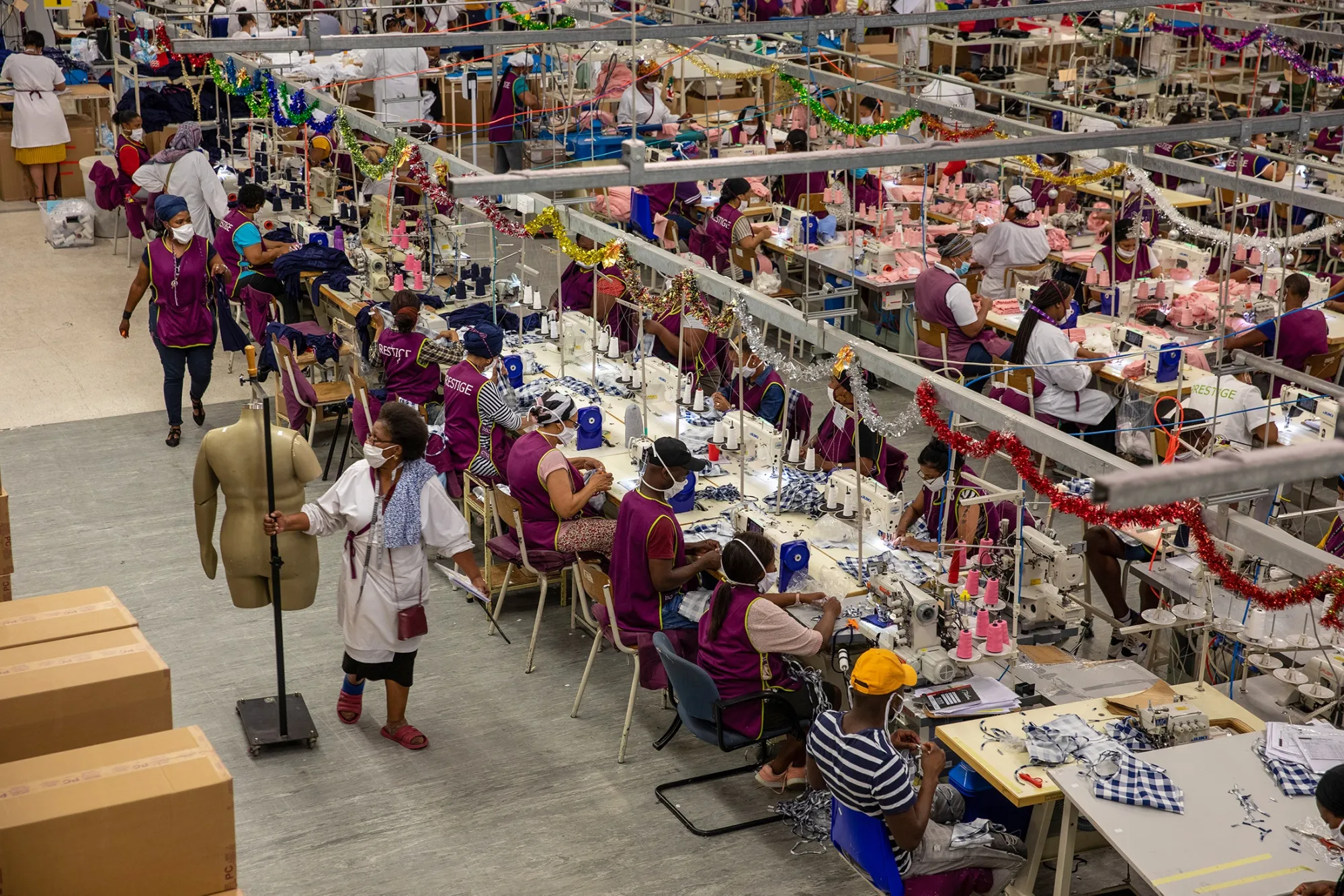 Workers at a textile factory, Cape Town, South Africa.