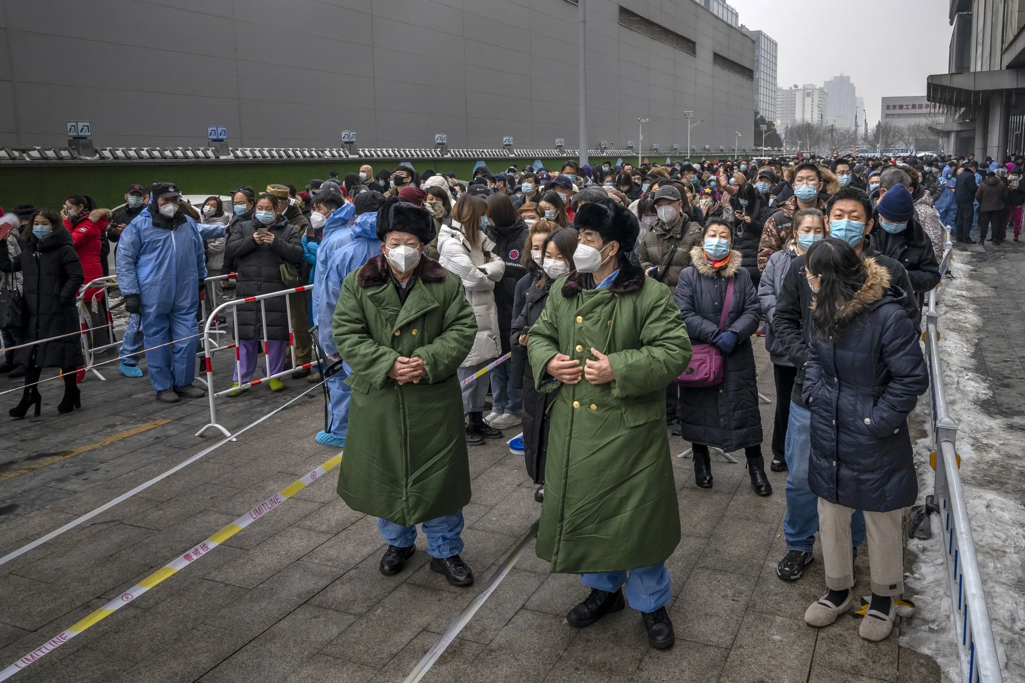 Members of the public wait in line to receive a Covid-19 PCR test in Beijing, on&nbsp;Jan. 24.&nbsp;