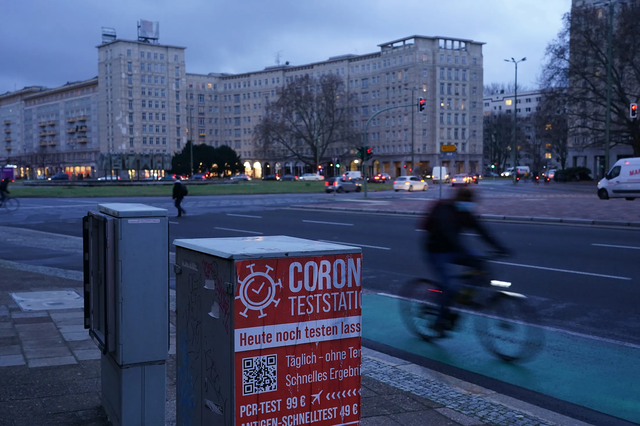 A poster advertises Covid-19 testing in Berlin on Jan. 7.