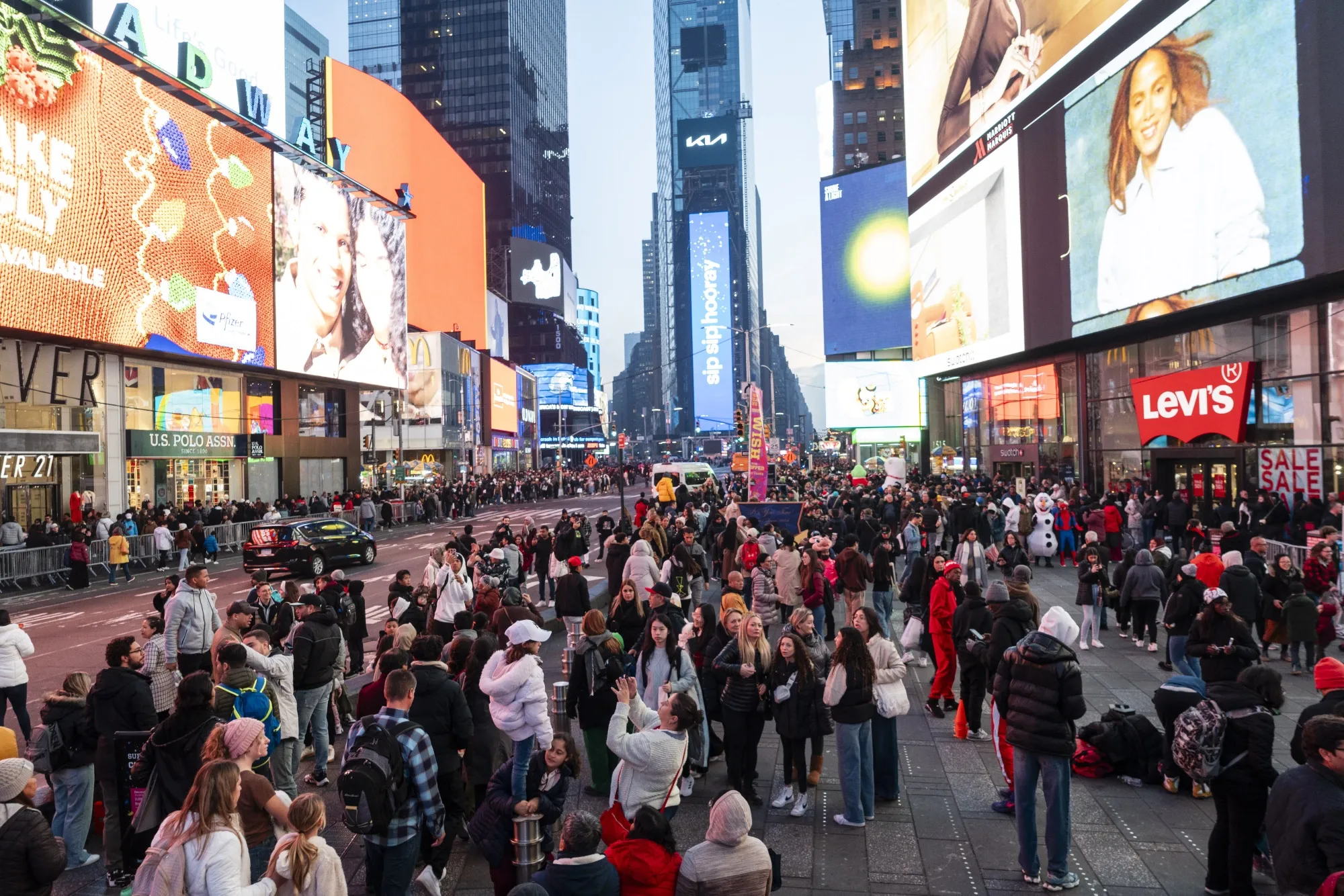 Tourists and shoppers in the Times Square neighborhood of New York.