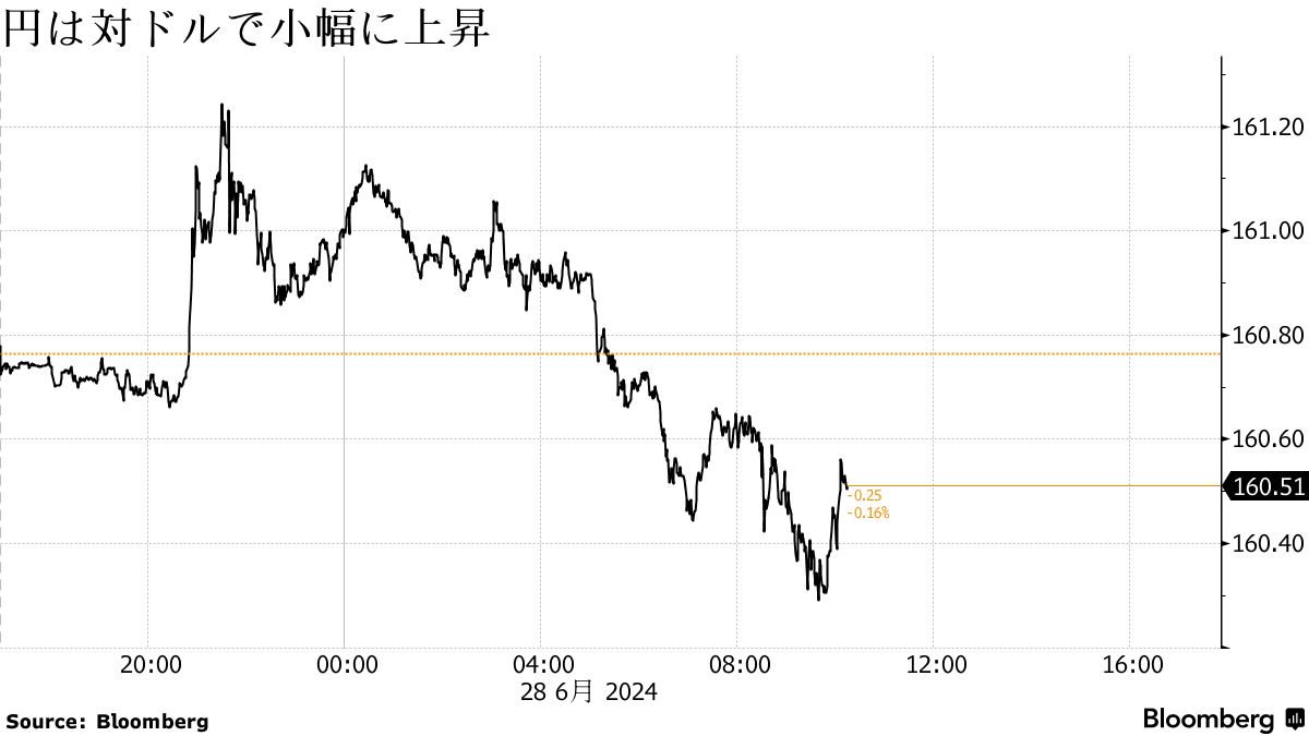 円は対ドルで小幅に上昇、160円40銭台－ＰＣＥ価格指数が鈍化 - Bloomberg